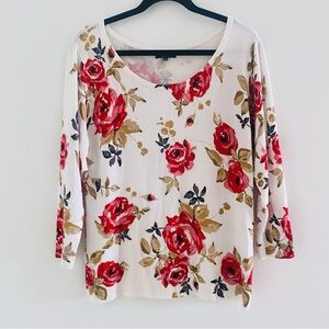 Premise Studio Floral Print Women's Top Sz L